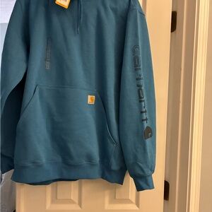 Carhartt Teal Sweatshirt with Logo Patch